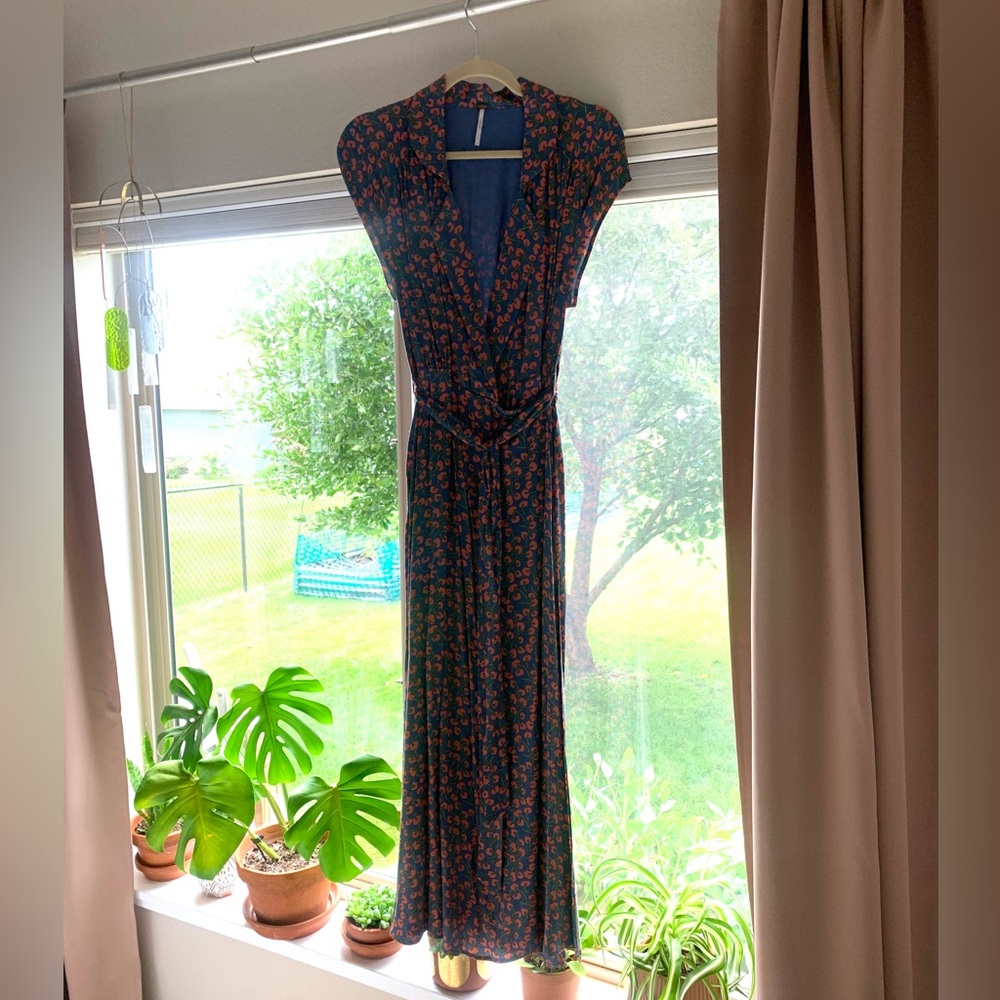 Free People Floral Midi Wrap Dress